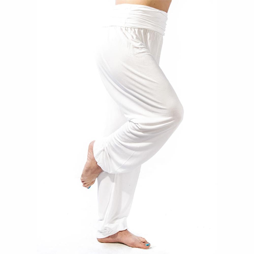 XS/S - Pantalon yoga flow Bambou - Sarouel yoga performance et élégance Blanc Kundalini - Accessoires de yoga, vêtements et tapis de yoga au naturel