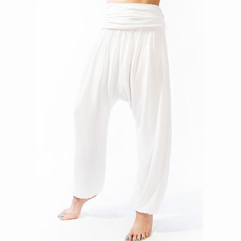 XS/S - Pantalon yoga flow Bambou - Sarouel yoga performance et élégance Blanc Kundalini - Accessoires de yoga, vêtements et tapis de yoga au naturel