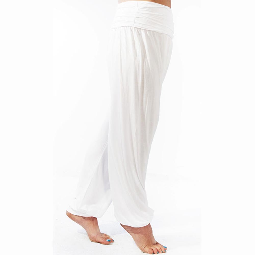 XS/S - Pantalon yoga flow Bambou - Sarouel yoga performance et élégance Blanc Kundalini - Accessoires de yoga, vêtements et tapis de yoga au naturel