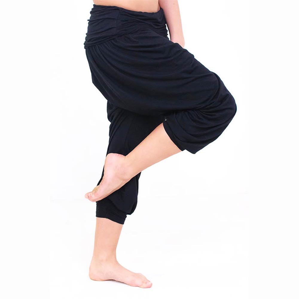 XS/S - Pantalon yoga flow Bambou - Sarouel yoga performance et élégance Noir - Accessoires de yoga, vêtements et tapis de yoga au naturel