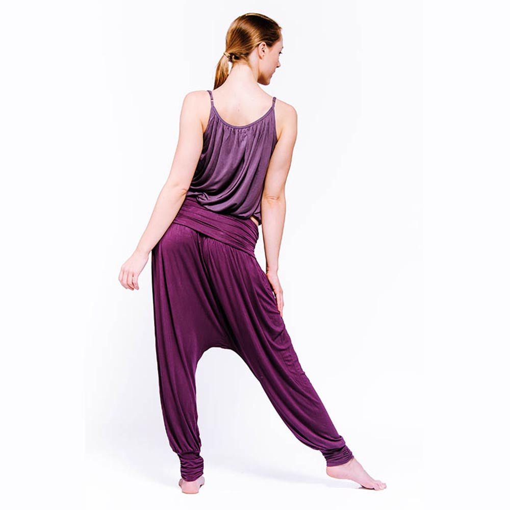 XS/S - Pantalon yoga flow Bambou - Sarouel yoga performance et élégance Prune - Accessoires de yoga, vêtements et tapis de yoga au naturel