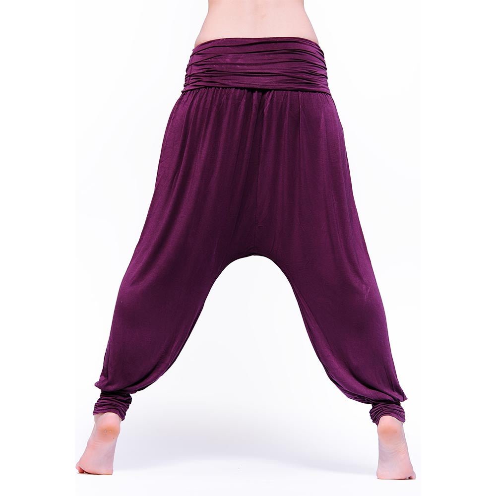 XS/S - Pantalon yoga flow Bambou - Sarouel yoga performance et élégance Prune - Accessoires de yoga, vêtements et tapis de yoga au naturel