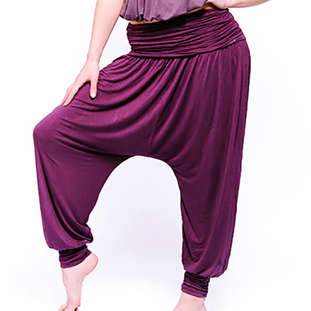 XS/S - Pantalon yoga flow Bambou - Sarouel yoga performance et élégance Prune - Accessoires de yoga, vêtements et tapis de yoga au naturel