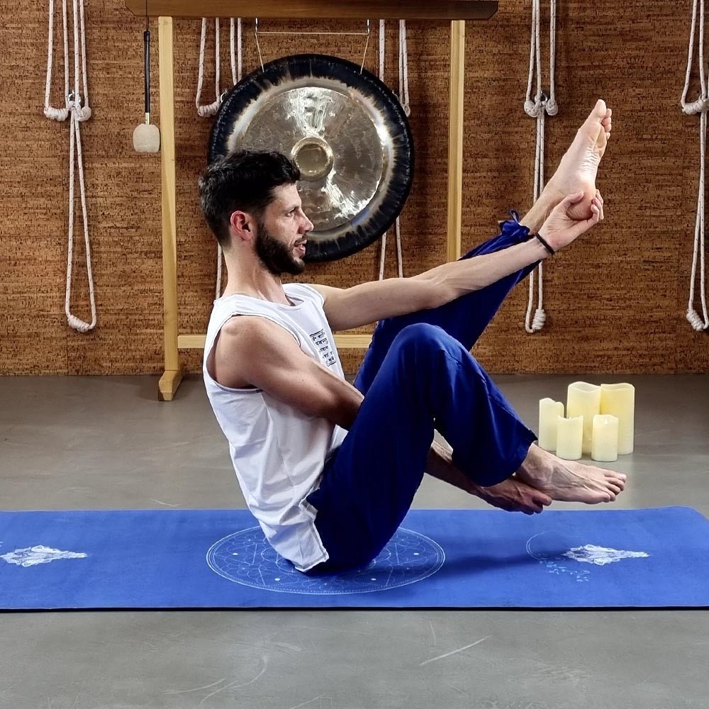 S/M - Pantalon yoga homme ajustable éco-cool en coton bio certifié GOTS - Accessoires de yoga, vêtements et tapis de yoga au naturel