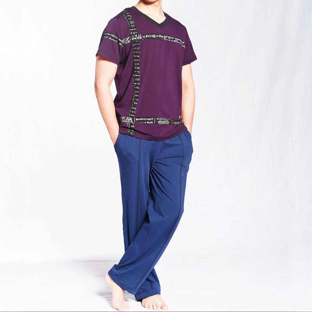 S/M - Pantalon yoga homme ajustable éco-cool en coton bio certifié GOTS - Accessoires de yoga, vêtements et tapis de yoga au naturel