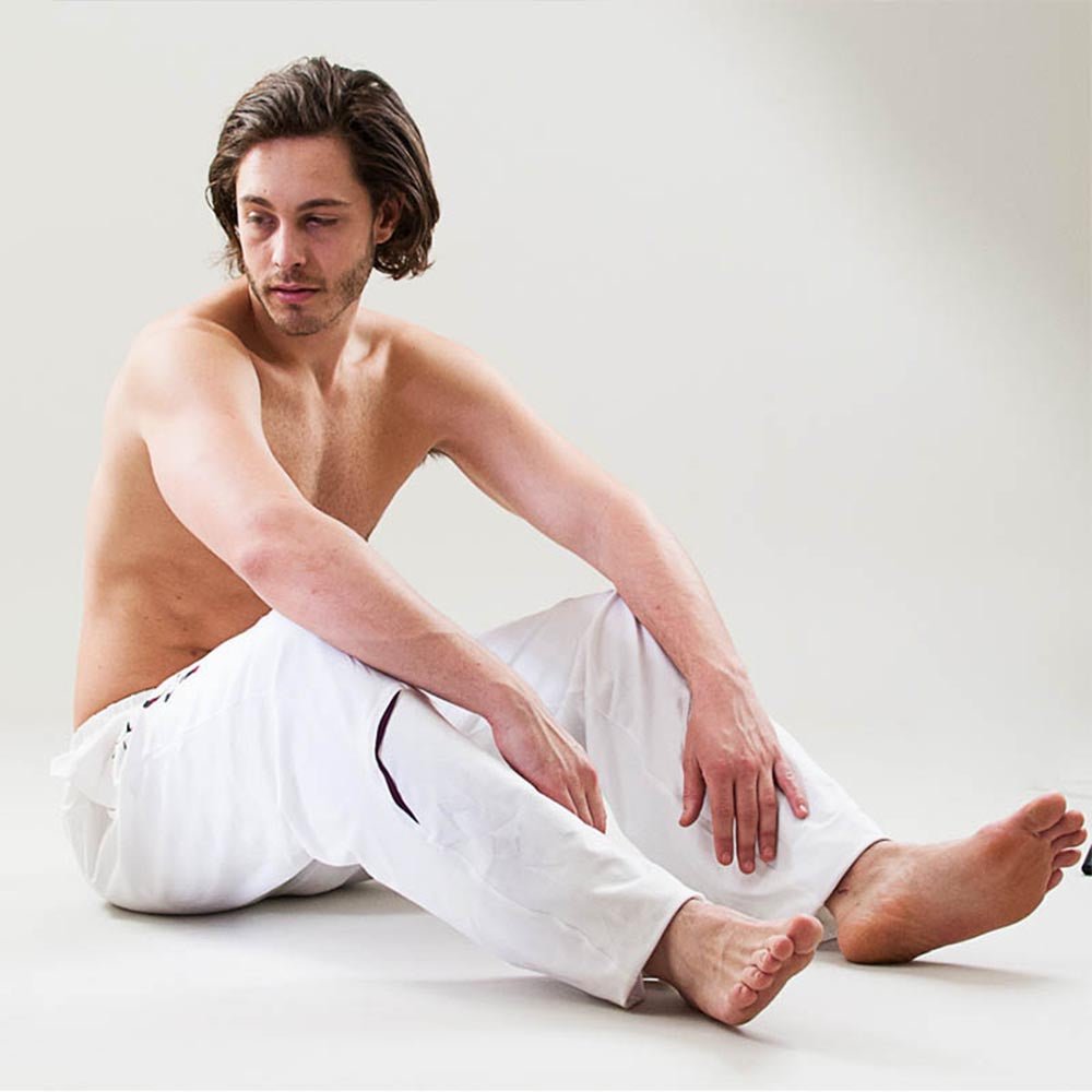 S/M - Pantalon yoga homme ample et ultra doux - Confort yogi blanc - Accessoires de yoga, vêtements et tapis de yoga au naturel