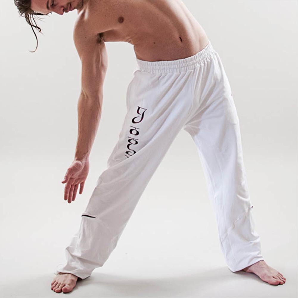 S/M - Pantalon yoga homme ample et ultra doux - Confort yogi blanc - Accessoires de yoga, vêtements et tapis de yoga au naturel