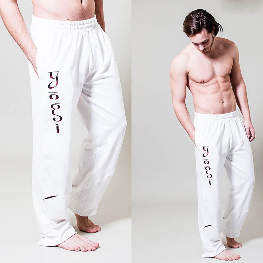 S/M - Pantalon yoga homme ample et ultra doux - Confort yogi blanc - Accessoires de yoga, vêtements et tapis de yoga au naturel