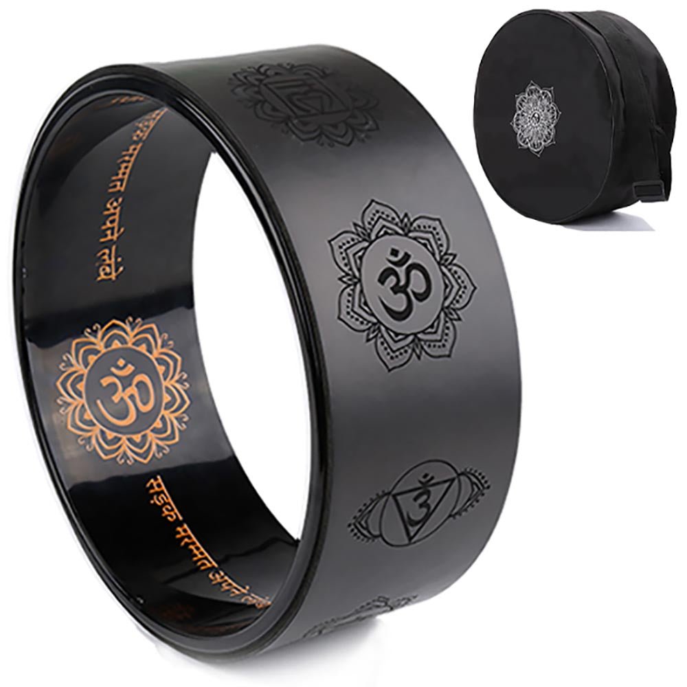 - Roue de yoga, Pilates, fitness surface éco-PU - 7 chakras + sac Mandala - Accessoires de yoga, vêtements et tapis de yoga au naturel