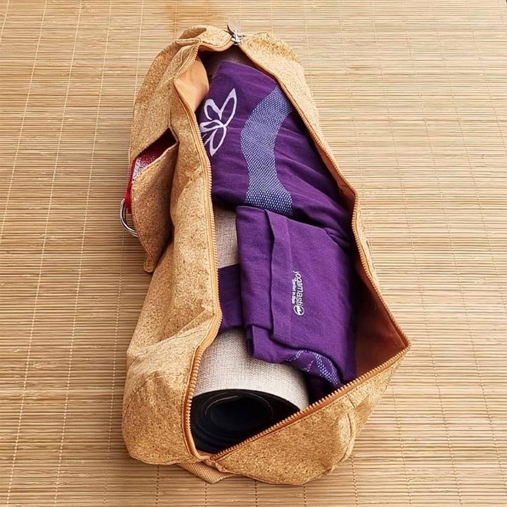 - Sac de sport, tapis de yoga, Pilates et fitness en tissu de cuir de liège 74 x 18 cm - Accessoires de yoga, vêtements et tapis de yoga au naturel