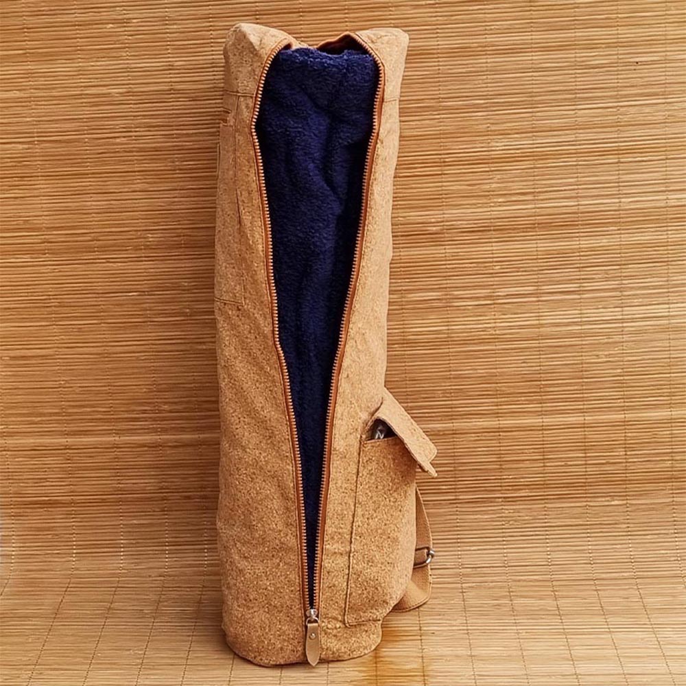 - Sac de sport, tapis de yoga, Pilates et fitness en tissu de cuir de liège 74 x 18 cm - Accessoires de yoga, vêtements et tapis de yoga au naturel