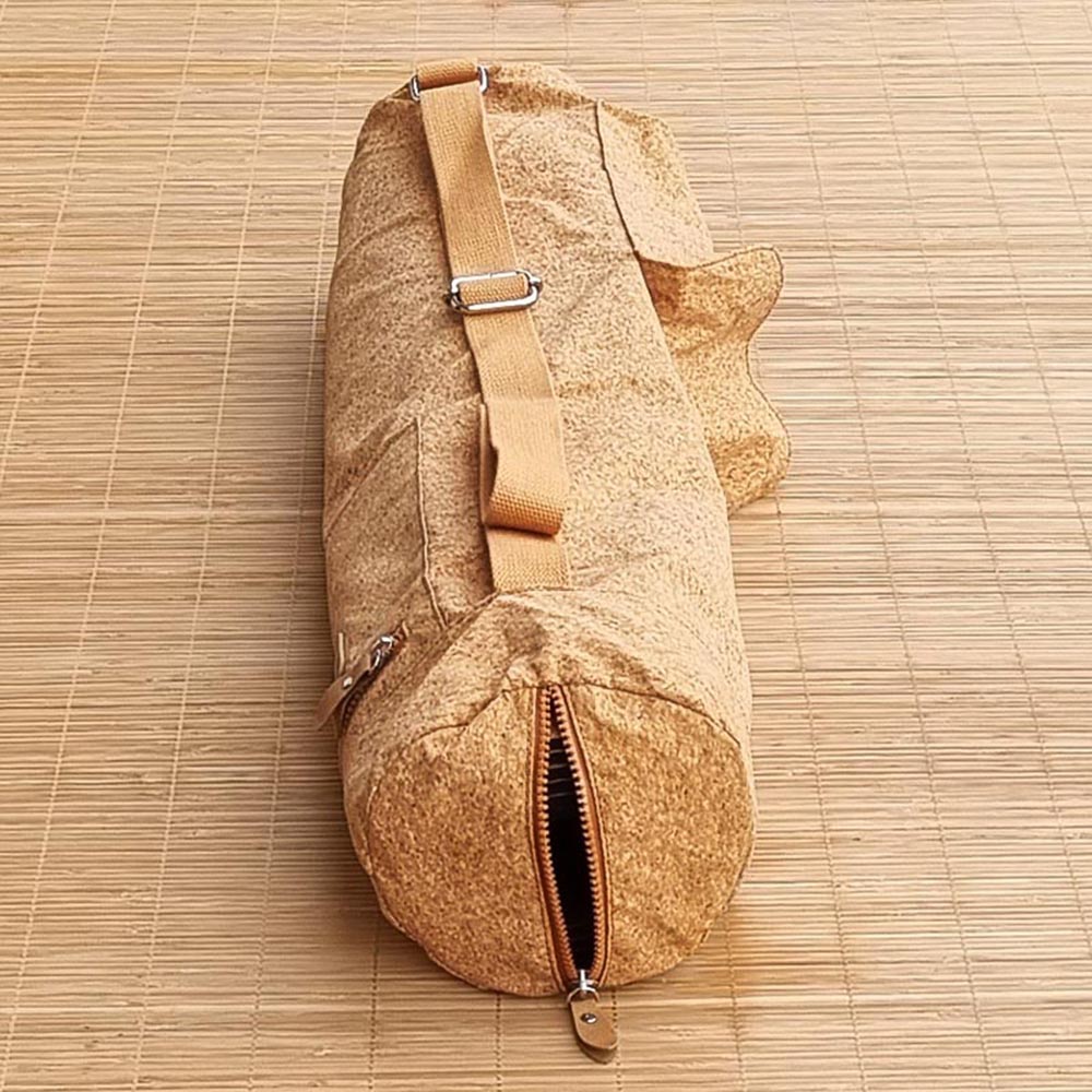 - Sac de sport, tapis de yoga, Pilates et fitness en tissu de cuir de liège 74 x 18 cm - Accessoires de yoga, vêtements et tapis de yoga au naturel