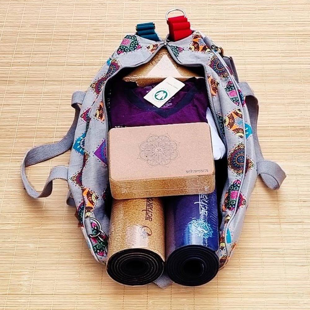 - Sac de sport, yoga, Pilates et fitness extra large Mandalas imprimés - Accessoires de yoga, vêtements et tapis de yoga au naturel