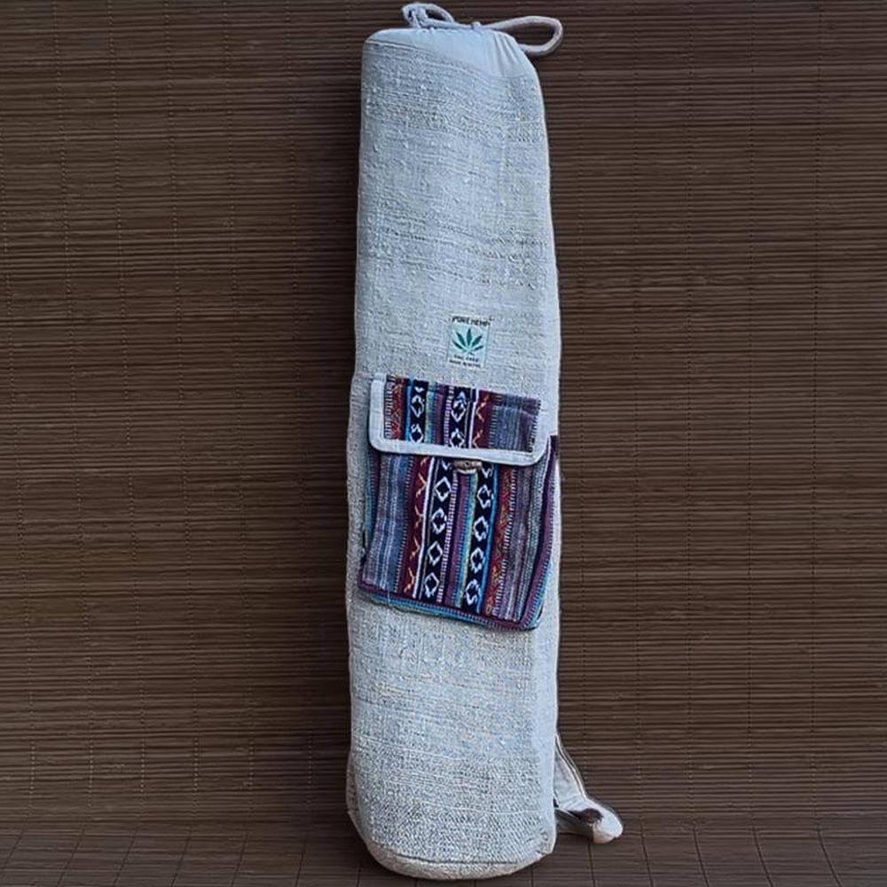 - Sac de tapis de yoga, Pilates, fitness en Chanvre naturel Fait main 72 x 17 cm - Accessoires de yoga, vêtements et tapis de yoga au naturel