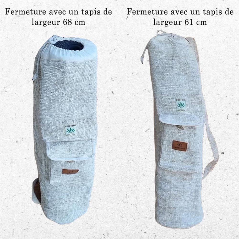 - Sac de tapis de yoga, Pilates, fitness en Chanvre naturel Fait main 72 x 17 cm - Accessoires de yoga, vêtements et tapis de yoga au naturel