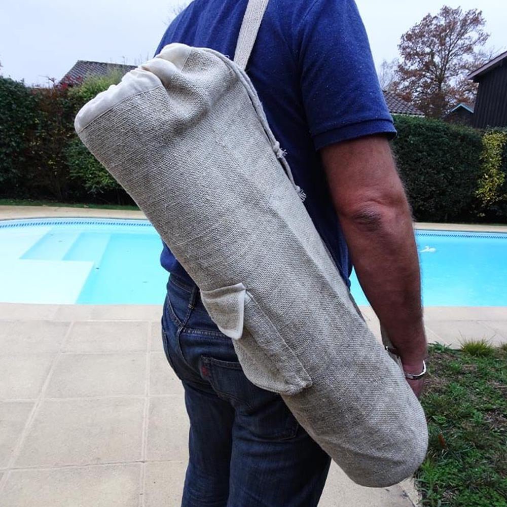 - Sac de tapis de yoga, Pilates, fitness en Chanvre naturel Fait main 72 x 17 cm - Accessoires de yoga, vêtements et tapis de yoga au naturel