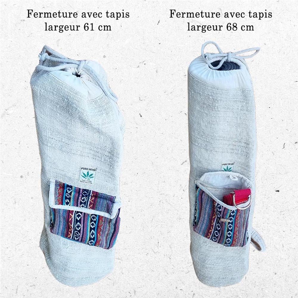 - Sac de tapis de yoga, Pilates, fitness en Chanvre naturel Fait main 72 x 17 cm - Accessoires de yoga, vêtements et tapis de yoga au naturel