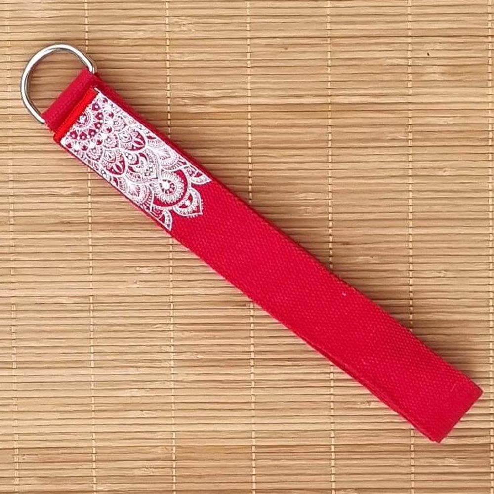 Sangle de yoga rouge - Sangle de yoga en coton - souplesse yoga- pilate - fitness XL 2,50 m rouge - mandala - Accessoires de yoga, vêtements et tapis de yoga au naturel