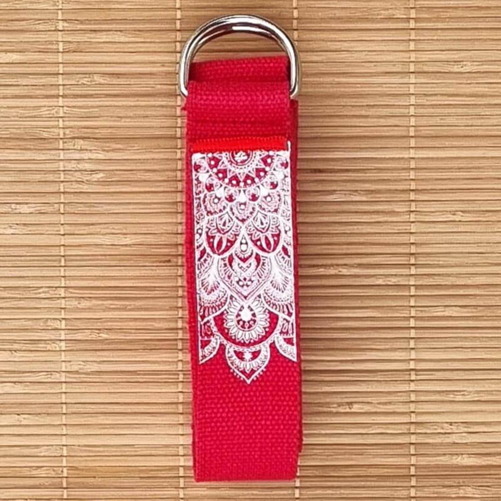 Sangle de yoga rouge - Sangle de yoga en coton - souplesse yoga- pilate - fitness XL 2,50 m rouge - mandala - Accessoires de yoga, vêtements et tapis de yoga au naturel