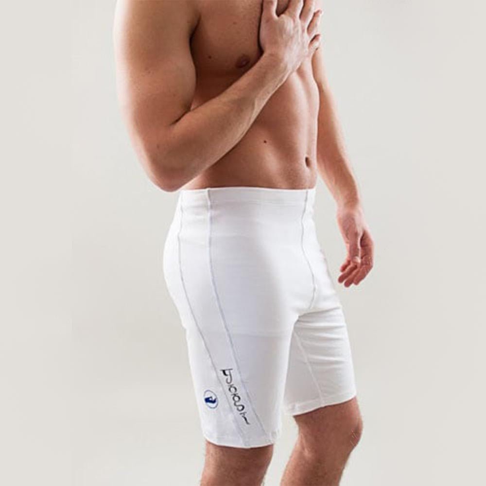 S/M - Short de Yoga et Pilates Homme 95% coton premium- Confort Yogi Blanc - Accessoires de yoga, vêtements et tapis de yoga au naturel
