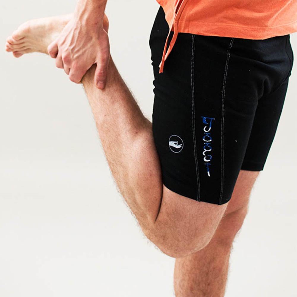 S/M - Short de Yoga et Pilates Homme 95% coton premium- Confort Yogi Noir - Accessoires de yoga, vêtements et tapis de yoga au naturel