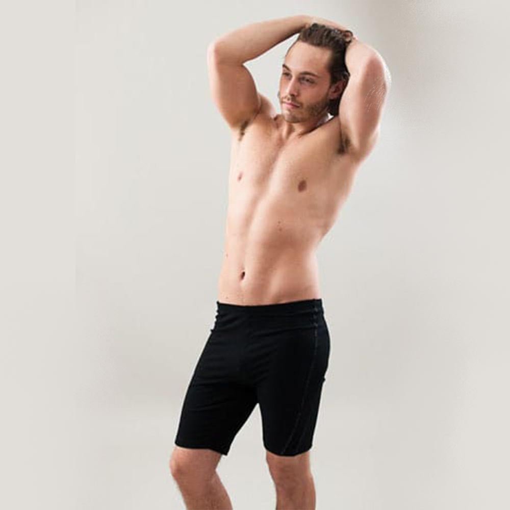 S/M - Short de Yoga et Pilates Homme 95% coton premium- Confort Yogi Noir - Accessoires de yoga, vêtements et tapis de yoga au naturel