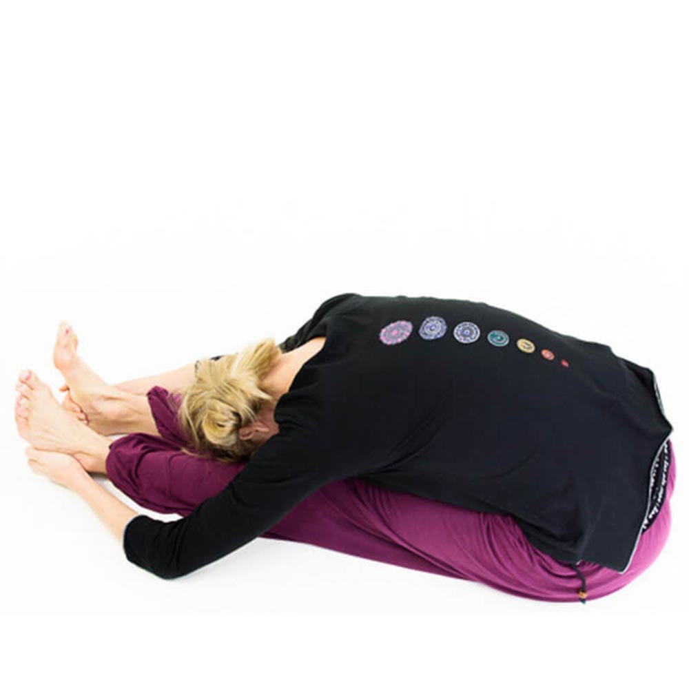 S/ M - T-shirt yoga femme - manches 3/4 - Bio certifié Gots - 7 chakras brodés - Accessoires de yoga, vêtements et tapis de yoga au naturel