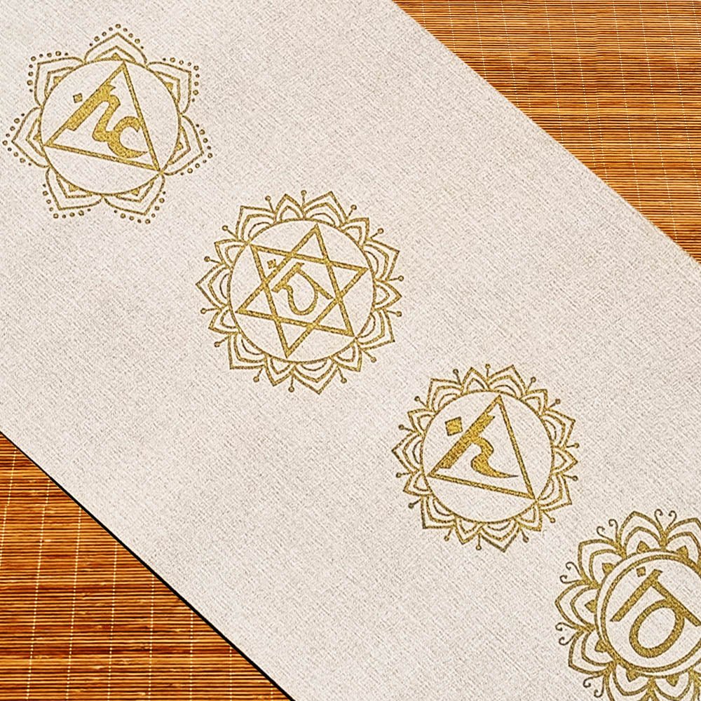 - Tapis de yoga caoutchouc & chanvre 4,5mmx61cmx1,83m 7 chakras Or + Sac transport - Accessoires de yoga, vêtements et tapis de yoga au naturel
