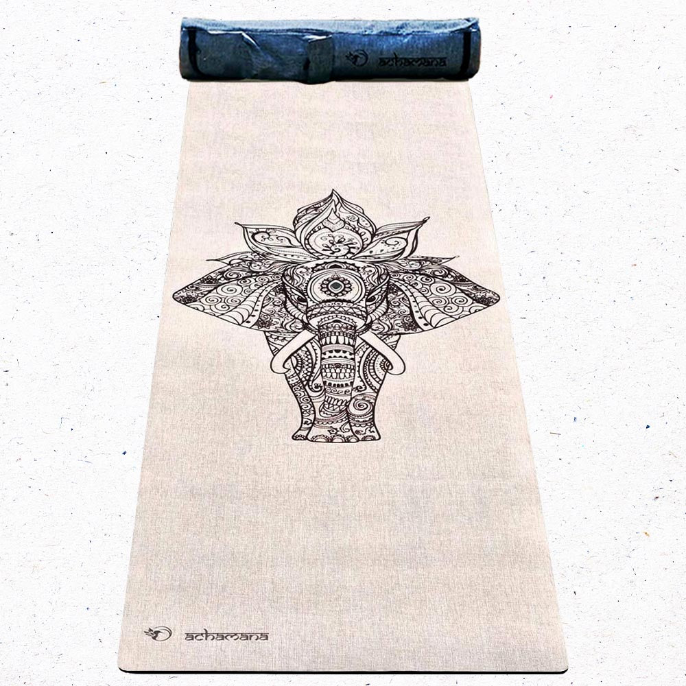 - Tapis de yoga caoutchouc & chanvre 4,5mmx61cmx1,83m éléphant + Sac transport - Accessoires de yoga, vêtements et tapis de yoga au naturel