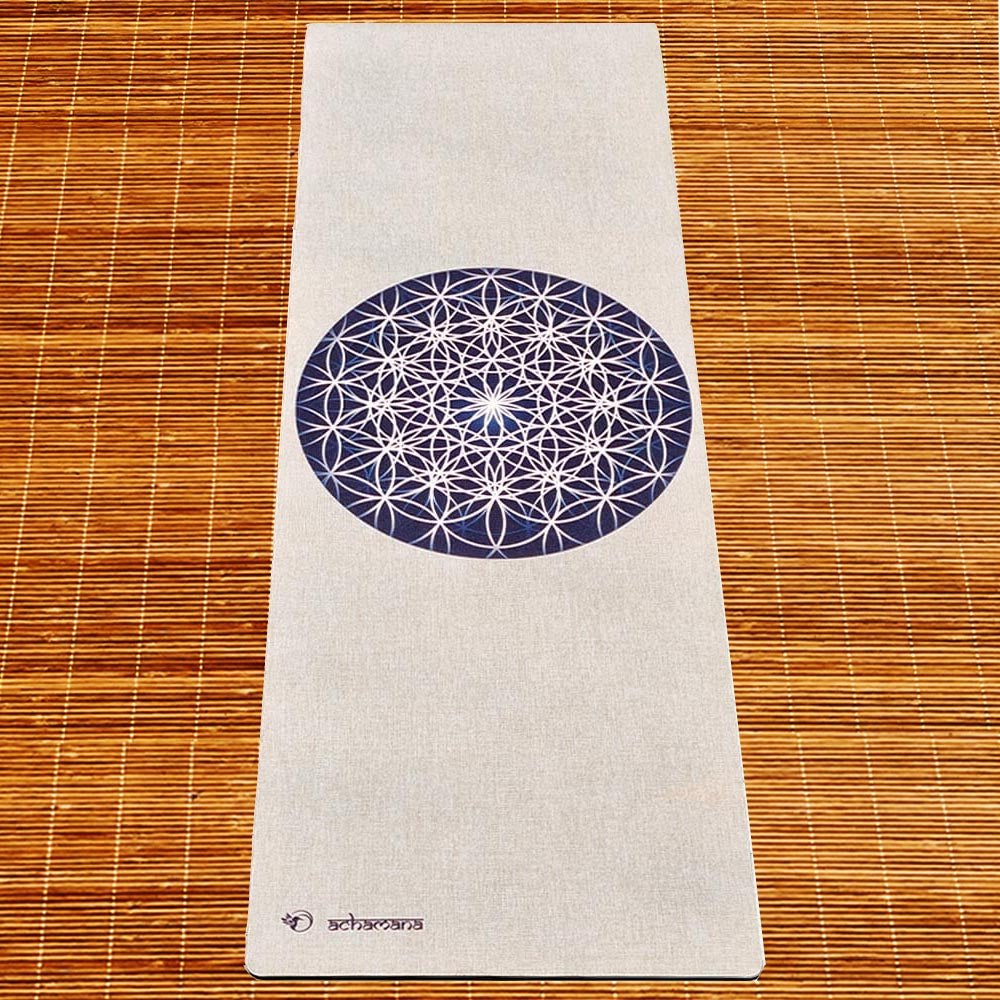 - Tapis de yoga caoutchouc & chanvre 4,5mmx61cmx1,83m Fleur de vie + Sac yoga - Accessoires de yoga, vêtements et tapis de yoga au naturel