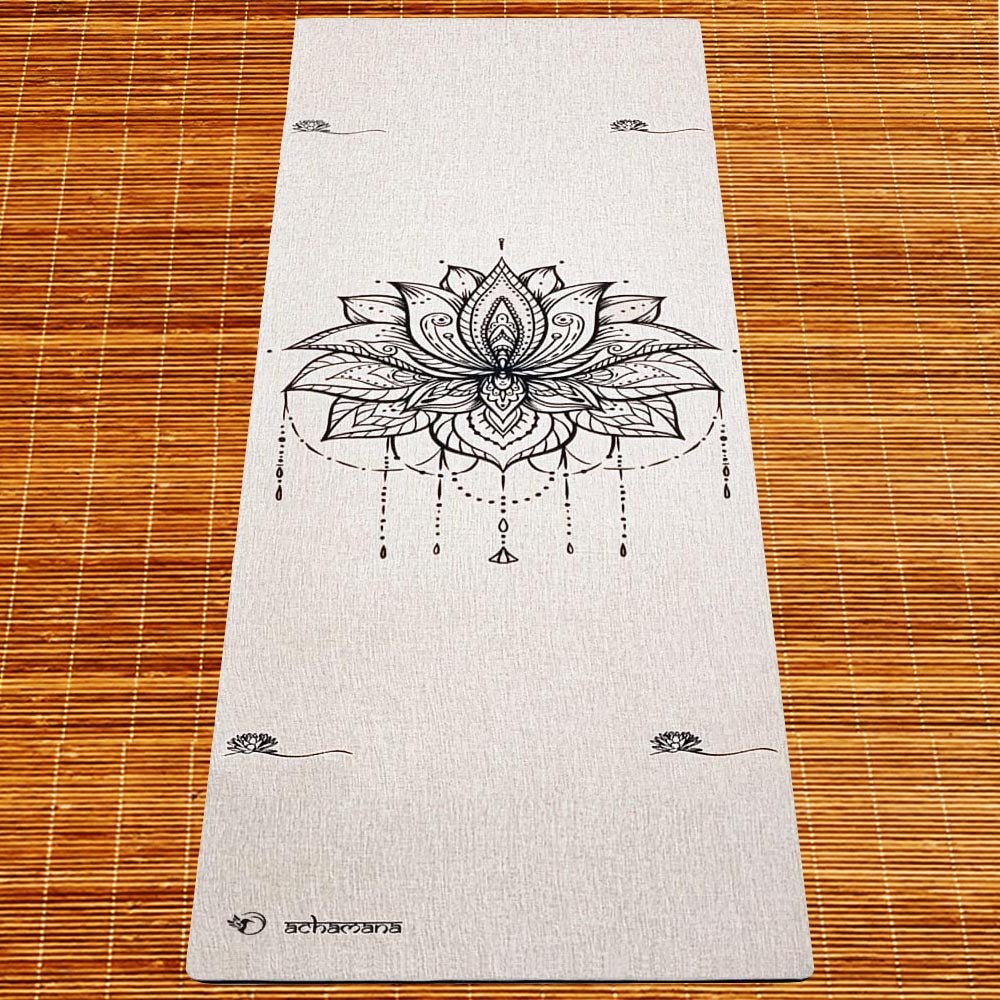 - Tapis de yoga caoutchouc & chanvre 4,5mmx61cmx1,83m Lotus + Sac transport - Accessoires de yoga, vêtements et tapis de yoga au naturel
