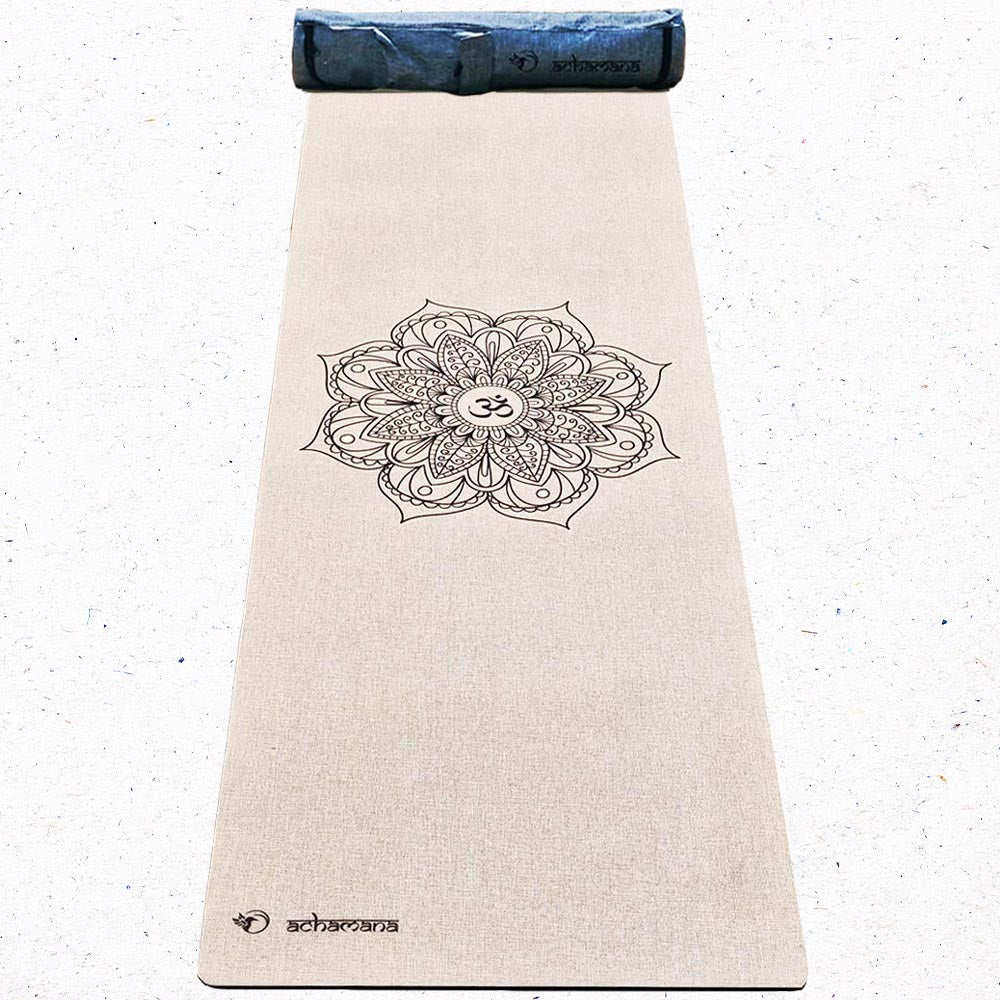 - Tapis de yoga caoutchouc & chanvre 4,5mmx61cmx1,83m Mandala + Sac transport - Accessoires de yoga, vêtements et tapis de yoga au naturel