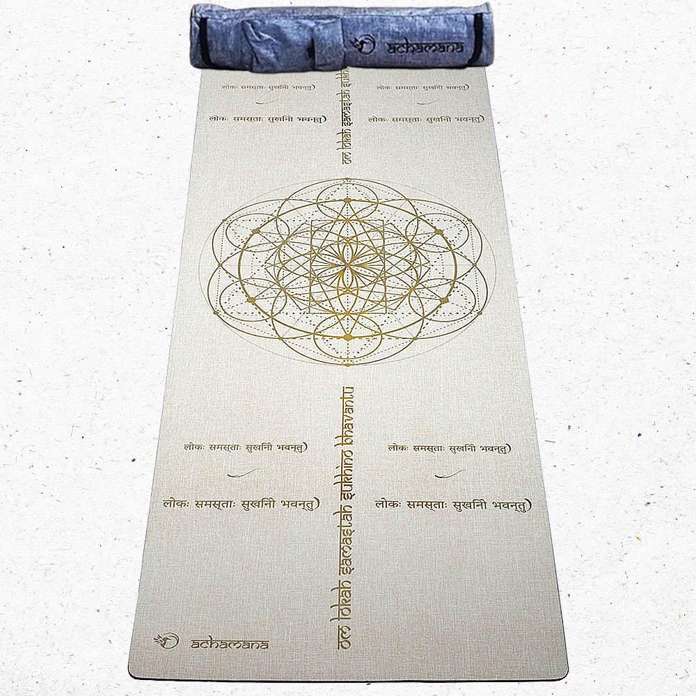 - Tapis de yoga caoutchouc & chanvre 4,5mmx61cmx1,83m Mantra de la Paix + Sac yoga - Accessoires de yoga, vêtements et tapis de yoga au naturel