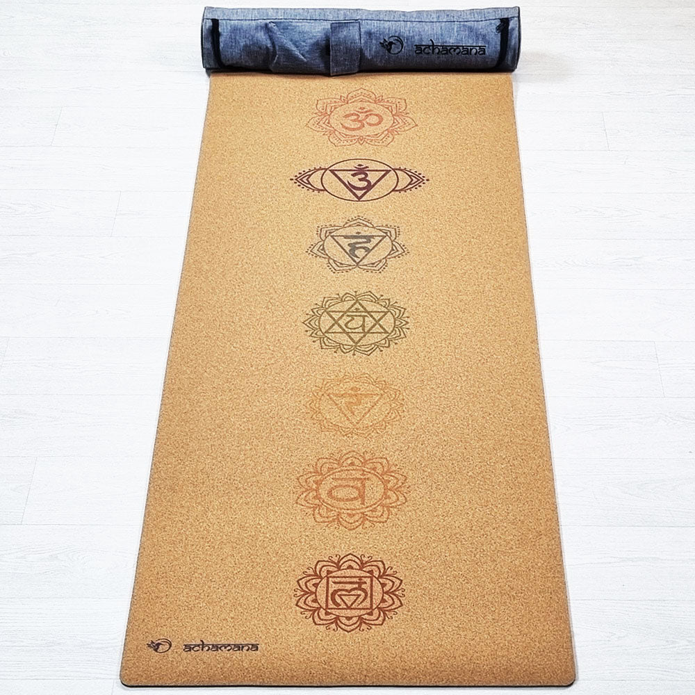 - Tapis de yoga caoutchouc & liège 5mmx68cmx1,83m - 7 Chakras - Accessoires de yoga, vêtements et tapis de yoga au naturel