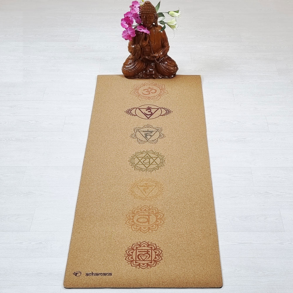 - Tapis de yoga caoutchouc & liège 5mmx68cmx1,83m - 7 Chakras - Accessoires de yoga, vêtements et tapis de yoga au naturel