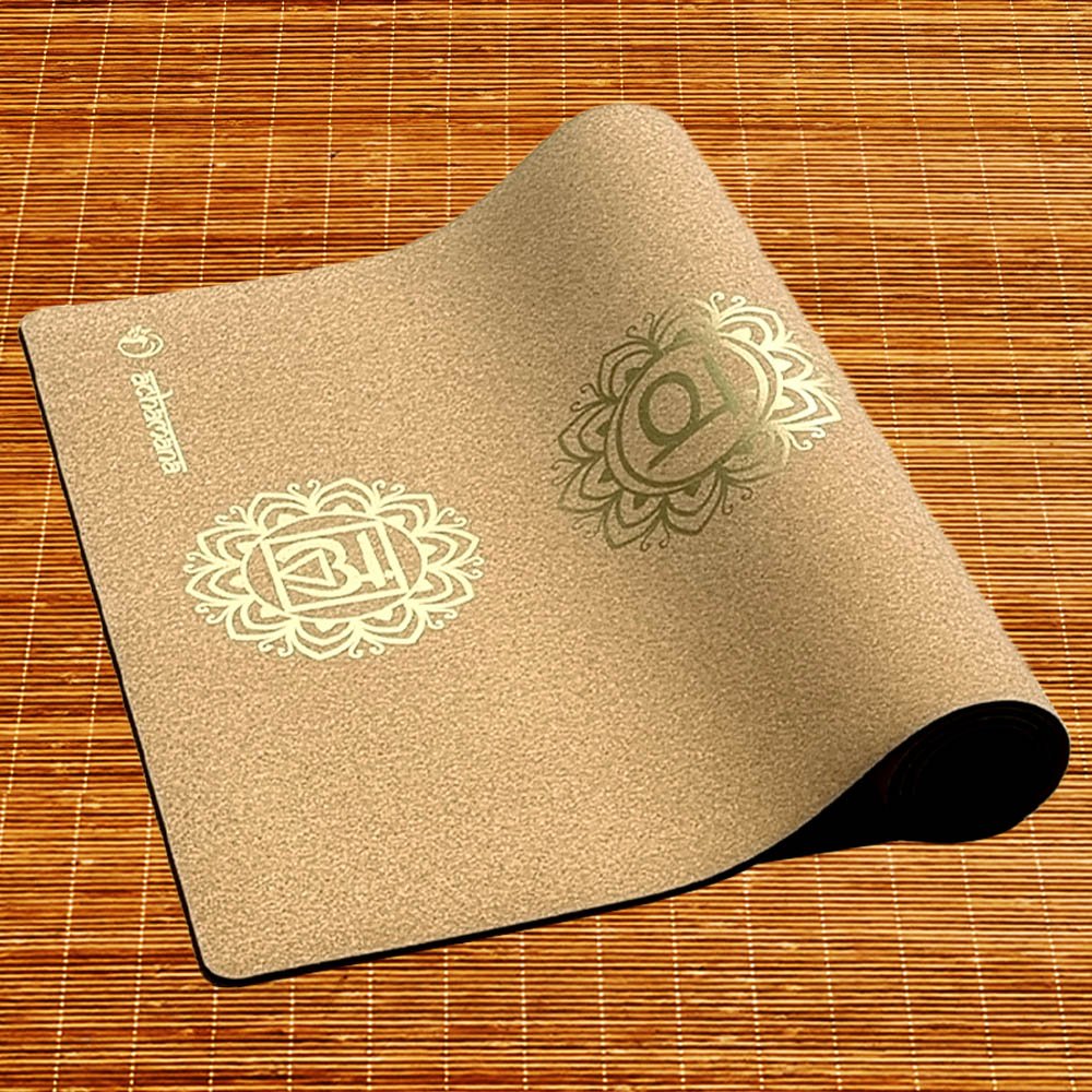 - Tapis de yoga caoutchouc & liège 5mmx68cmx1,83m 7 Chakras Or - Accessoires de yoga, vêtements et tapis de yoga au naturel