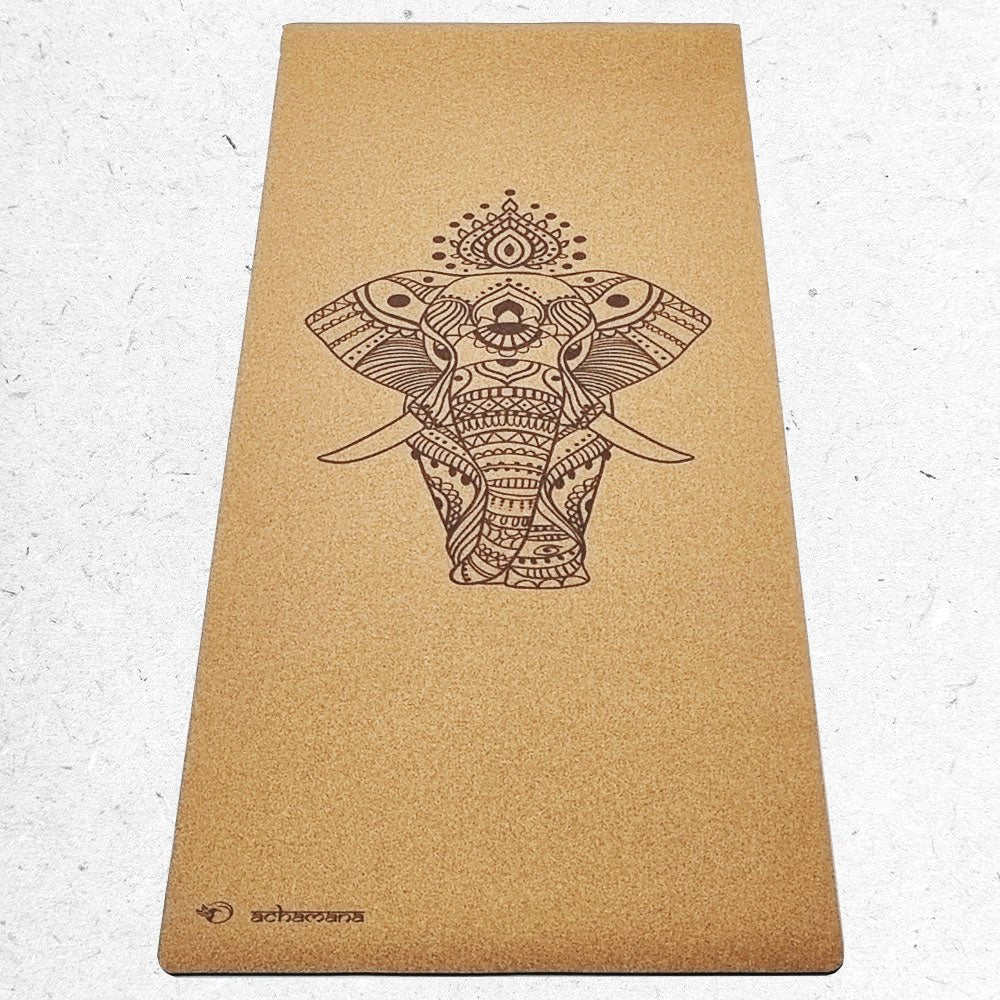 - Tapis de yoga caoutchouc & liège 5mmx68cmx1,83m - Eléphant - Accessoires de yoga, vêtements et tapis de yoga au naturel