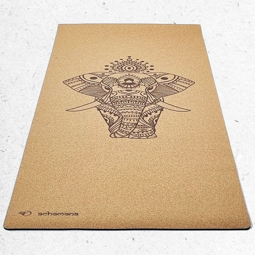 - Tapis de yoga caoutchouc & liège 5mmx68cmx1,83m - Eléphant - Accessoires de yoga, vêtements et tapis de yoga au naturel