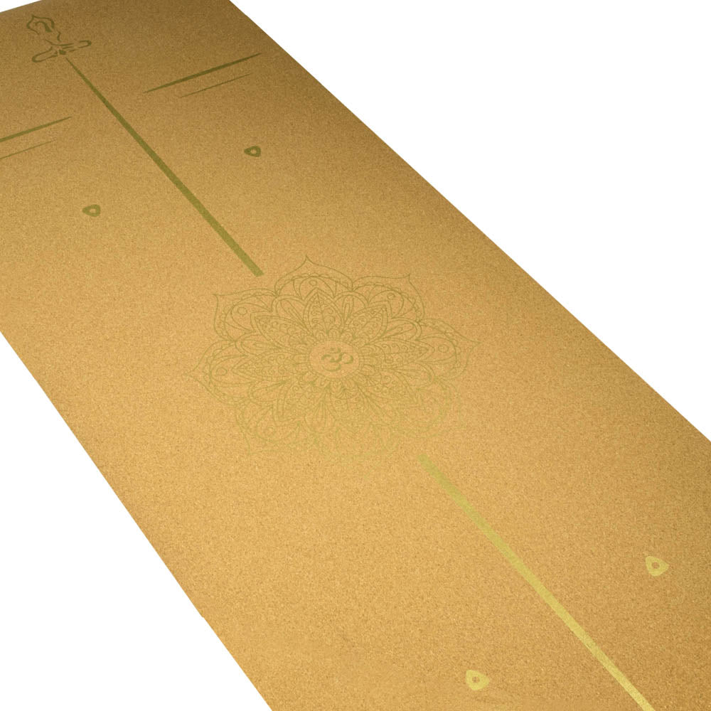 - Tapis de yoga caoutchouc & liège 5mmx68cmx1,83m, Mandala Bodylines Or - Accessoires de yoga, vêtements et tapis de yoga au naturel