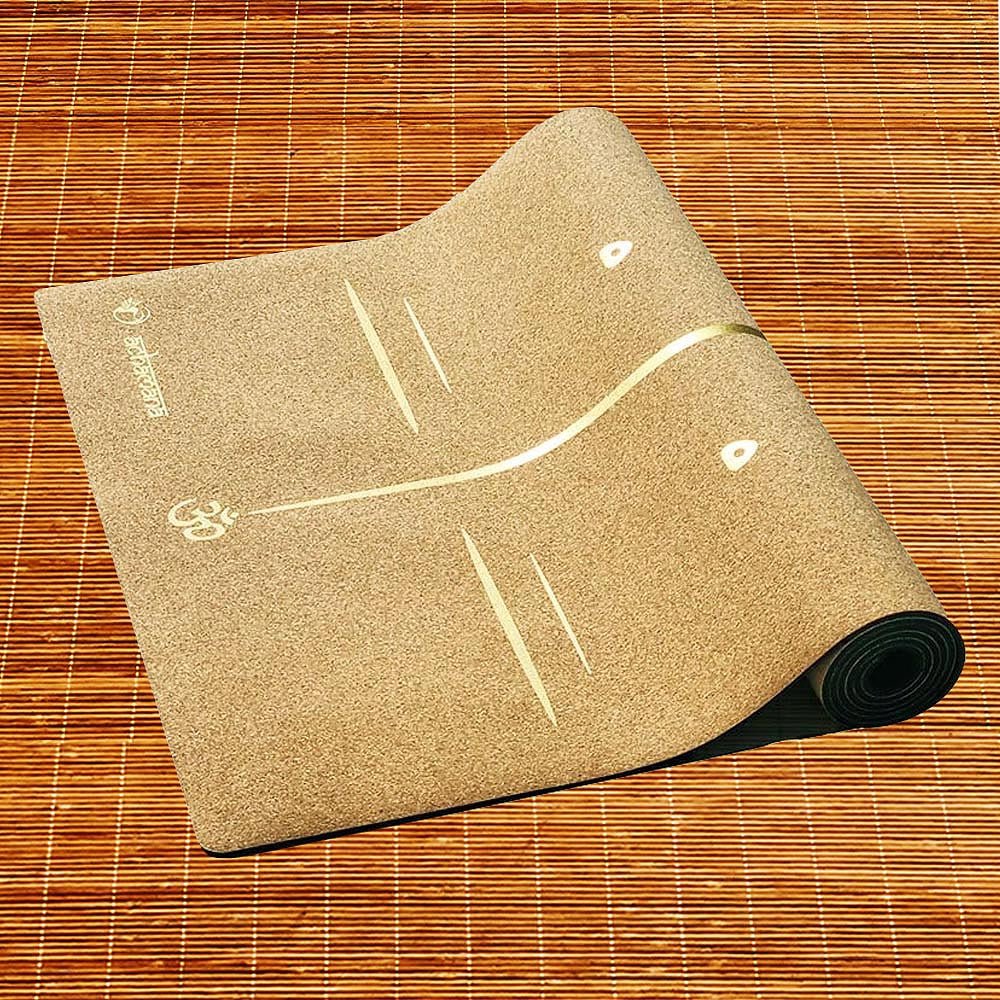 - Tapis de yoga caoutchouc & liège 5mmx68cmx1,83m, Mandala Bodylines Or - Accessoires de yoga, vêtements et tapis de yoga au naturel