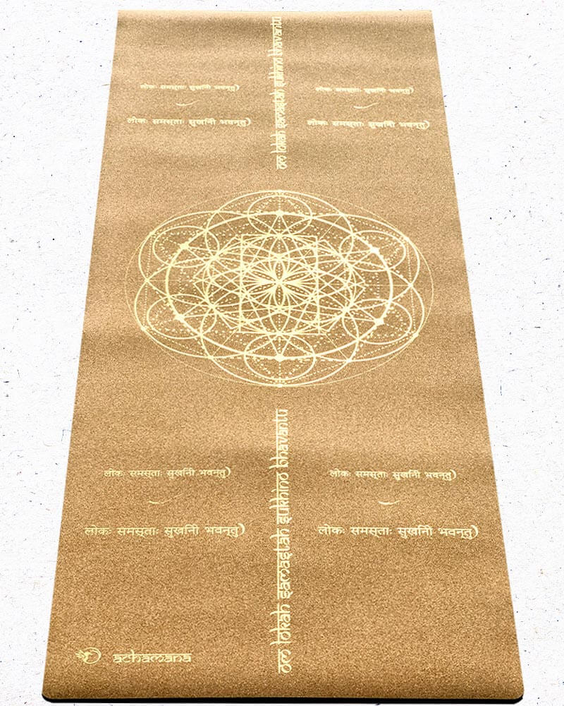 - Tapis de yoga caoutchouc & liège 5mmx68cmx1,83m mantra de la Paix Or - Accessoires de yoga, vêtements et tapis de yoga au naturel