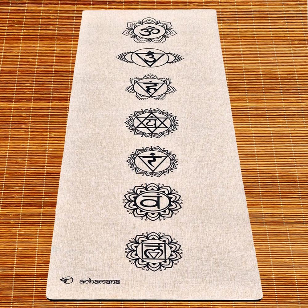 - Tapis de yoga caoutchouc & microfibre 5mmx68cmx1,83m - 7 Chakras + Sac yoga - Accessoires de yoga, vêtements et tapis de yoga au naturel