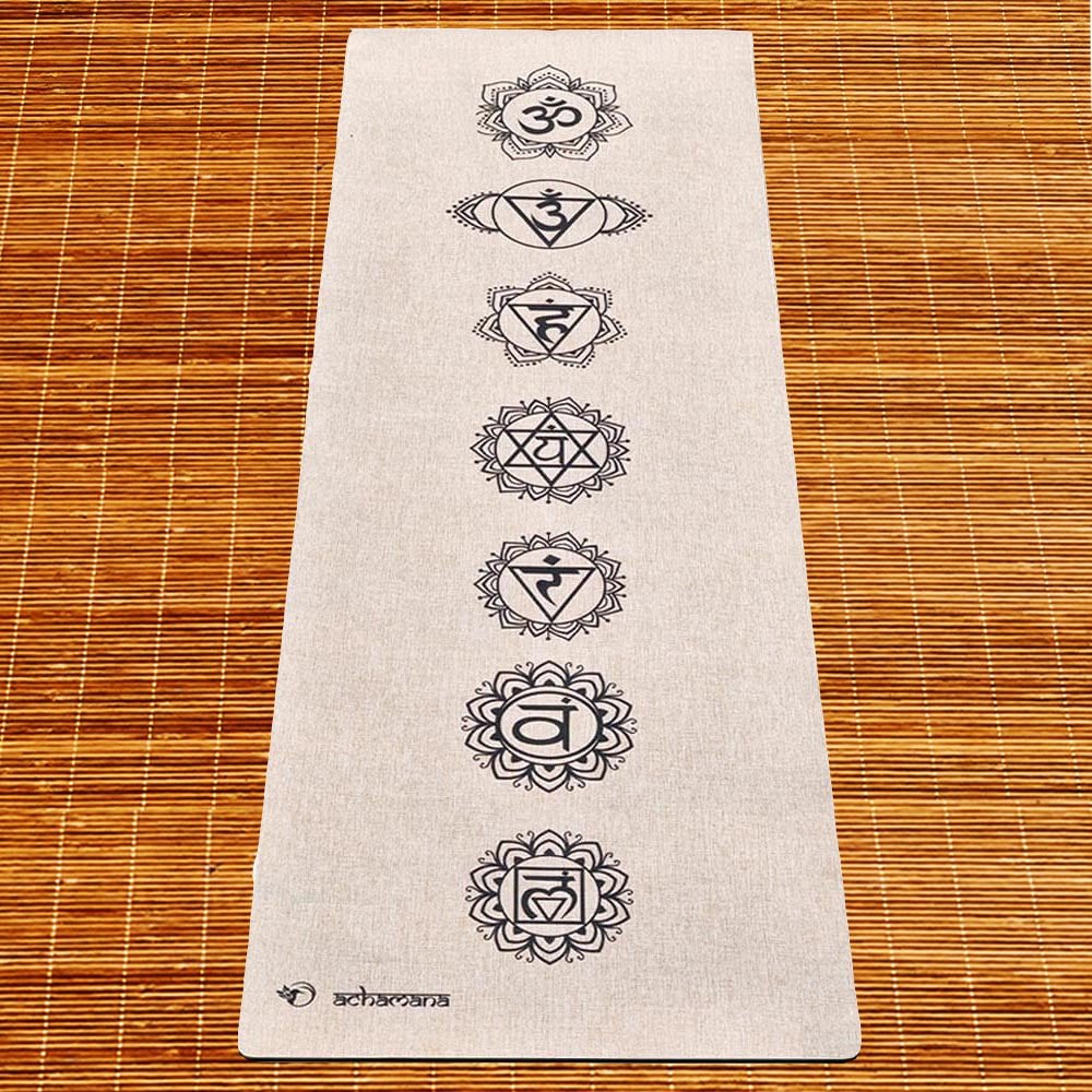 - Tapis de yoga caoutchouc & microfibre 5mmx68cmx1,83m - 7 Chakras + Sac yoga - Accessoires de yoga, vêtements et tapis de yoga au naturel