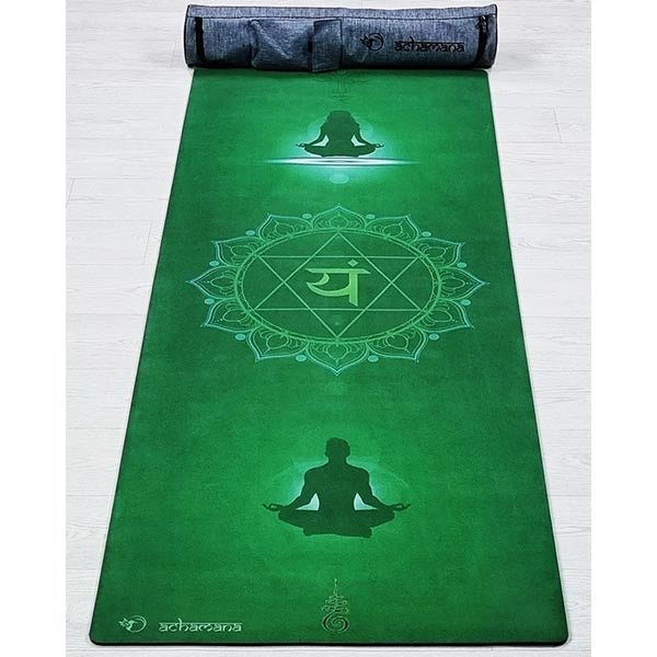- Tapis de yoga caoutchouc & microfibre 5mmx68cmx1,83m - Anahata + Sac yoga - Accessoires de yoga, vêtements et tapis de yoga au naturel