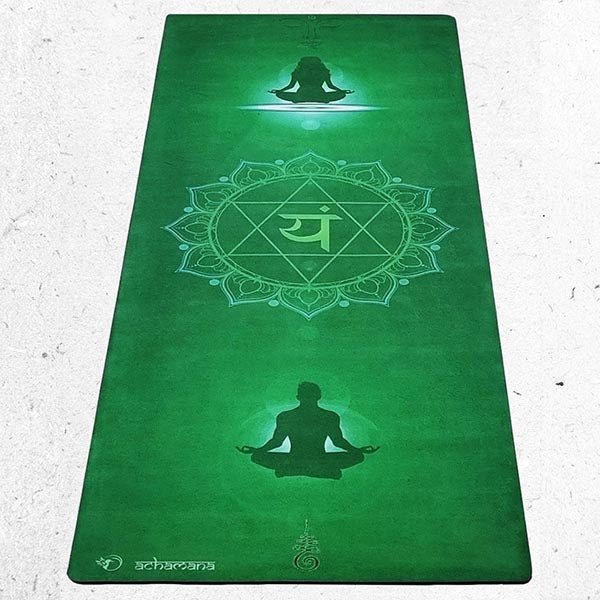 - Tapis de yoga caoutchouc & microfibre 5mmx68cmx1,83m - Anahata + Sac yoga - Accessoires de yoga, vêtements et tapis de yoga au naturel