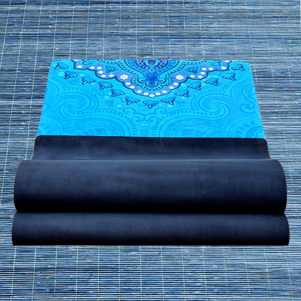- Tapis de yoga caoutchouc & microfibre 5mmx68cmx1,83m - Eléphant bleu + Sac yoga - Accessoires de yoga, vêtements et tapis de yoga au naturel