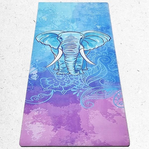 - Tapis de yoga caoutchouc & microfibre 5mmx68cmx1,83m - Eléphant + Sac yoga - Accessoires de yoga, vêtements et tapis de yoga au naturel