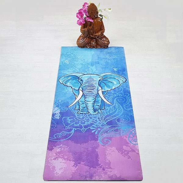 - Tapis de yoga caoutchouc & microfibre 5mmx68cmx1,83m - Eléphant + Sac yoga - Accessoires de yoga, vêtements et tapis de yoga au naturel