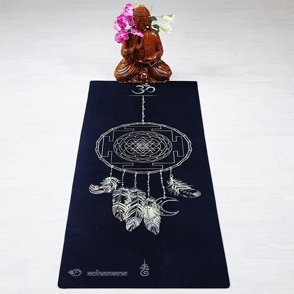 - Tapis de yoga caoutchouc & microfibre 5mmx68cmx1,83m - Sriyantra + Sac yoga - Accessoires de yoga, vêtements et tapis de yoga au naturel