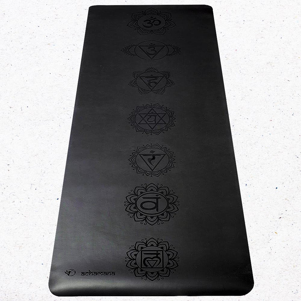 - Tapis de yoga Caoutchouc-Similicuir 5mm 7 chakras - Grip mains sèches & humides - Accessoires de yoga, vêtements et tapis de yoga au naturel